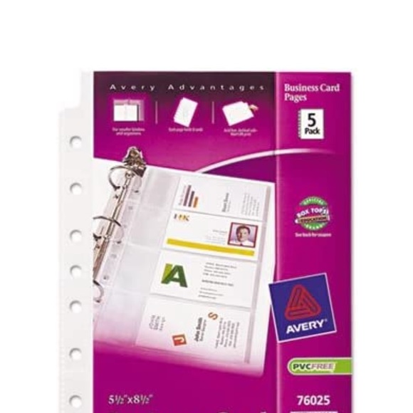 NWT Avery Business Card Binder Pages, 8 Cards/Sheet, 5 Pages/Pack - Picture 4 of 6